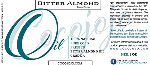 Bitter bademovo ulje - 8 oz - čisto, nerafinirano, hladno prešano, bez GMO, vegansko, ekstra djevičansko,