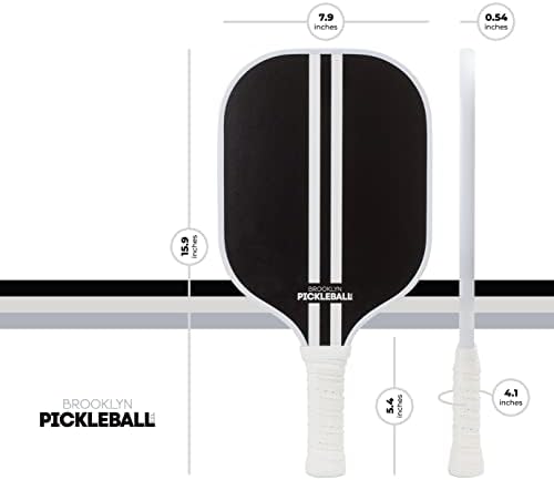Brooklyn Pickleball Co. Black Pickle Ball Paddle / Carbon Fiber | Saćasto Jezgro | Rebrasti Neklizajući Udobni