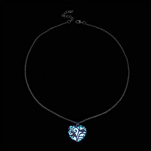 Aimimier Svjetleća ogrlica Za srce Halloween fluorescentna kamena ogrlica sjaj u tamnom priboru za žene