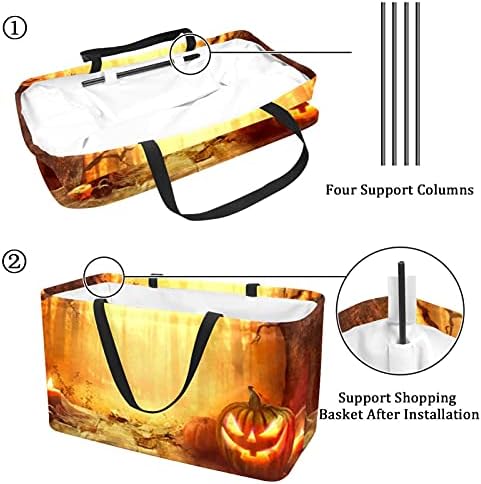 Lorvies torbe za višekratnu upotrebu kutije za odlaganje korpa, Halloween Cat Boo sklopive pomoćne torbe