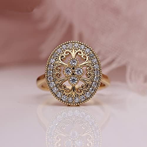 2023 Zircon OpenWork Flower Ovalni angažman prsten za nakit Pokloni za žene Plumbe Ring