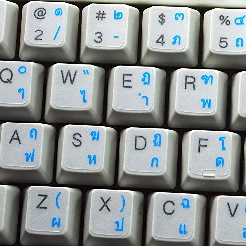 Tajlandska naljepnica na tastaturi sa plavim slovom prozirne pozadine za radnu površinu, laptop i