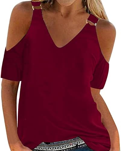 LMSXCT ženske ležerne majice V izrez hladnog ramena vrhovi ljetne kratkih rukava tunika TOP SOLD