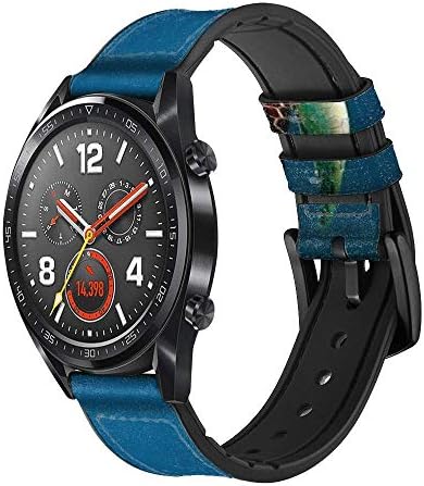 CA0790 Zelena morska kornjača Koža i silikon Smart Watch trake za ručni sat Smartwatch Smart Gleud