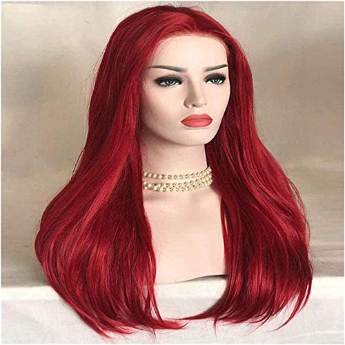 Pa Fashion Lady Red Duga Ravna Kosa Prednja Čipkasta Perika Kosa Kosa Šiške 26 Inča Cosplay Perika