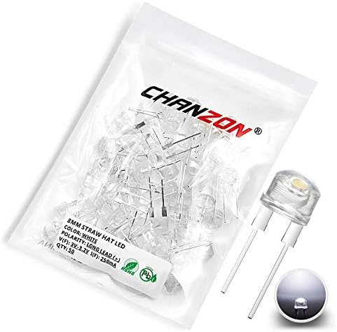 CHANZON 50 kom 8mm Bijela LED Diodna svjetla svijetla sijalica lampe elektronske komponente Indikator