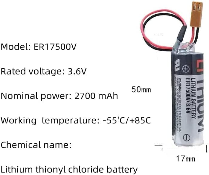 ER17500V / 3.6 V 2700mAh ne-punjive litijumske baterije CNC Rezervna baterija sa smeđim utikačem