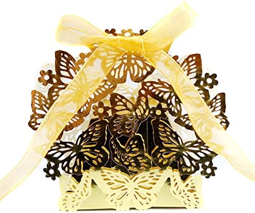 Ikasefu 50pcs Party Favorit Boxes Hollow Butterfly Candy Box Cookie poklon kutije slatka čokoladna kutija