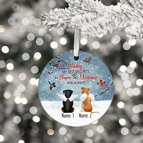 Božić Ornament 3 inč, Miss moj voljeni ljubimac na nebu običaj ime psa keramički Ornament, spomen