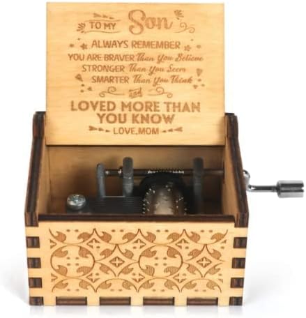 Honluntech Wooden Glazbene kutije, vintage ručna križa muzika za sina, poklone za Božić, Dan