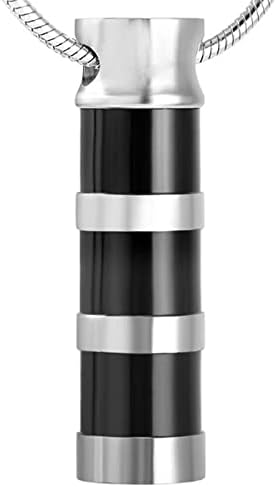 DOTUIARG crni cilindar spomen urna ogrlica od nehrđajućeg čelika kremiranje nakit za kućne ljubimce ljudski pepeo
