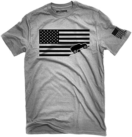 Američka zastava offroad majica pepeo siva izrađena u SAD-u majica savršena za 4x4 vlasnika