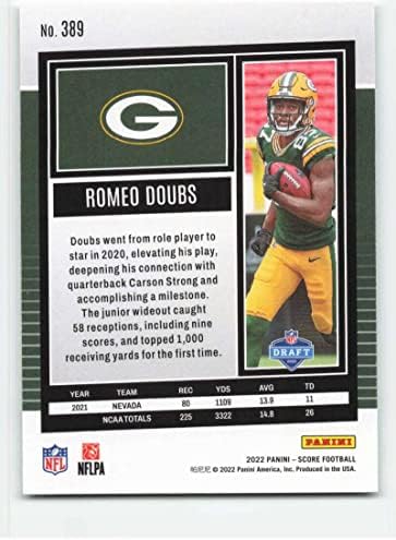 2022 Ocjena 389 Romeo Doubs NM-MT RC Rookie Green Bay Packers Fudbal NFL