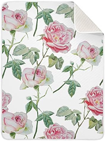 Swaddle pokrivače ružičaste ruže pamučni pokrivač za dojenčad, primanje pokrivača, lagana mekana