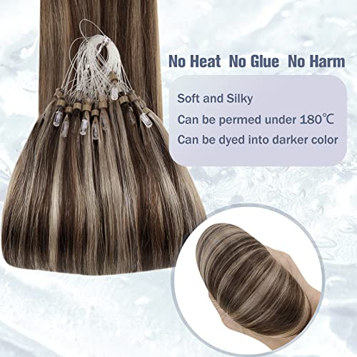 Hetto Brown Tape in Hair Extensions Straight 4/18 tamno braon Highlight with pepeljasto plava 20kom 20