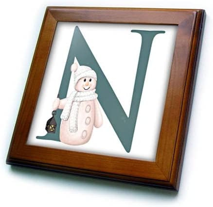 3drose slatka Teal Božić Monogram početne N-Framed Tiles