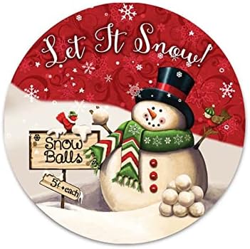 Neka snježno snježnog vijenca potpisuje za božićne vijence i zimski vijenac 9 inča okrugli metalni znak Bar