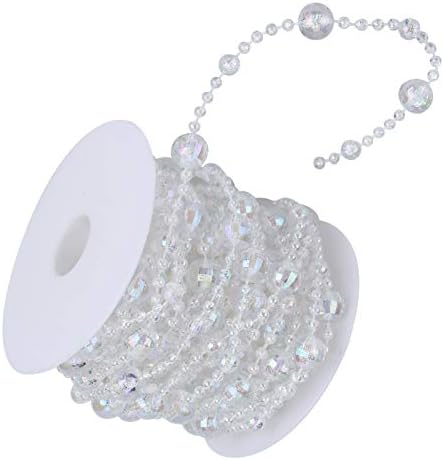 Hapivida 32.8ft akrilik perla Garland, kolut Clear Crystal Akrilna zabava Garland Božićna stabla