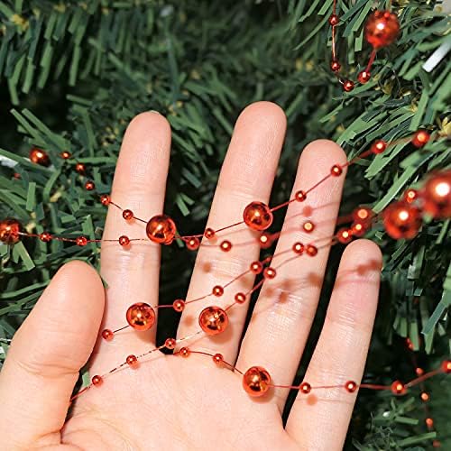 Haddiy Crvene perlice Garland za božićno drvce, 66 stopa plastični biserni lanci lančane žito vijenca