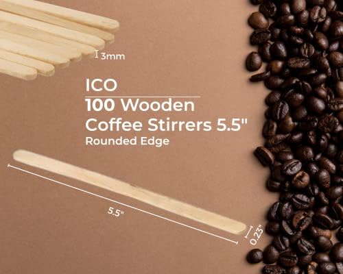ICO 5,5-inčne drvene miješalice za kafu- [100 Count] drvene štapiće za miješanje kafe