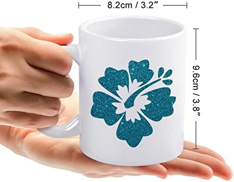 Glitter Hibiscus Print Mug Coffee Tumbler keramička šolja za čaj Funny poklon sa dizajnom logotipa