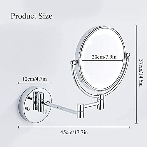 Zidno ogledalo za šminkanje 10x uvećanje, okruglo ogledalo za šminkanje 8-inčno ogledalo za kupatilo
