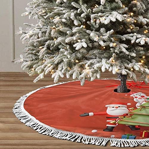 Skirt crvene božićne stablo 48 inčni Snowman Santa Claus Fringed Xmas za ukrase o zabavi