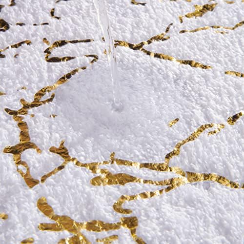 Mramorna kupaonica ćilim bijelim i zlatnim dekorima u kupaonici Neulična kade Super apsorpcija Microfiber Plišani