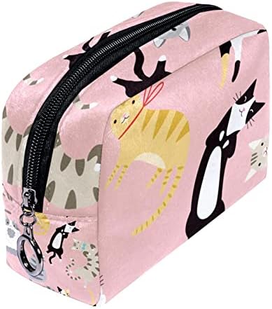 Mala šminkarska torba, patentno torbica Travel Kozmetički organizator za žene i djevojke, ružičaste