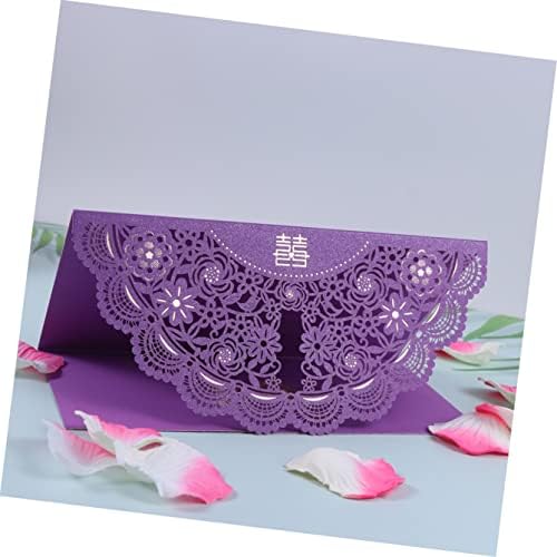 Nuobesty 8pcs kartice stil šuplje pozivnice cvjetne ljubičaste osjetljive koverte za poslovne