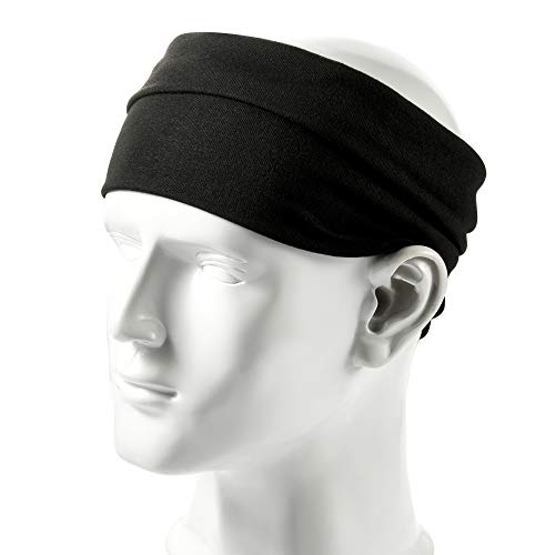 COSMOS Izuzetno široka 5 inča meka rastezljiva Yoga modna traka za glavu, crna boja