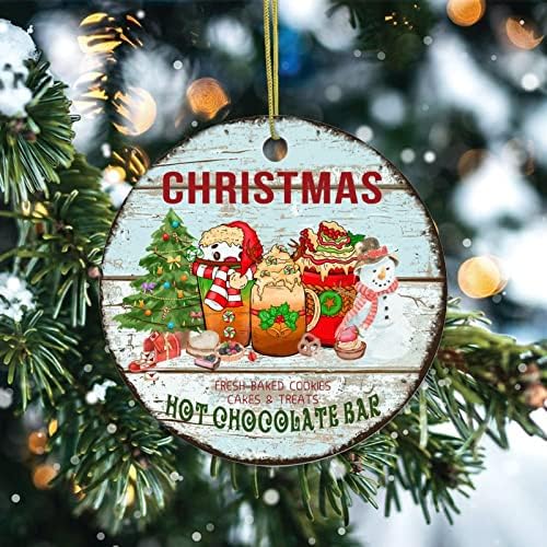 Božićni Ukrasi Za Uspomenu Topla Čokolada Keramički Ornament Pokloni Ukrasi Plavo Drvo Zrno Božićno