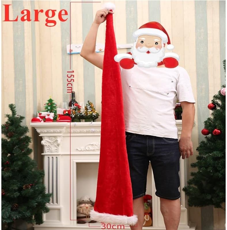 Eesll Santa šešir za odrasle djecu dugi Božić šešir plišani crveni Santa šešir početna Božić potrepštine
