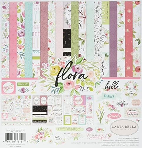 Carta Bella Paper Company Flora No.3 Kompletna komplet Papir, teal, ružičasta, ljubičasta, zelena,