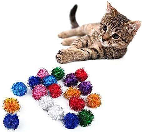 VOVIGGOL 20 Pakovanje 2 inča Cat Sparkle Balls za mačke velike veličine, Glitter Pom Poms Fuzzy Cat
