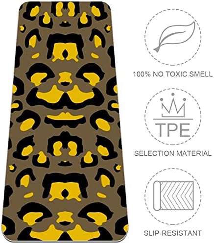 Siebzeh Leopard Print žuta kafa crna Premium debela prostirka za jogu Eco Friendly Rubber