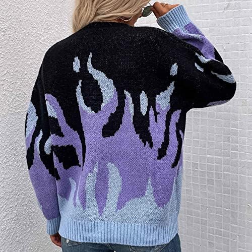Ženski blok u boji trendy dugih rukava Skupe za kratkog rukava na vrhu labavog ležernog pletenog pulover džemper gornje odjeće