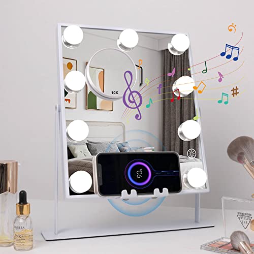 Fenair osvijetljeno toaletno ogledalo sa Bluetooth i bežičnim punjenjem, ogledalo za šminkanje sa svjetlima
