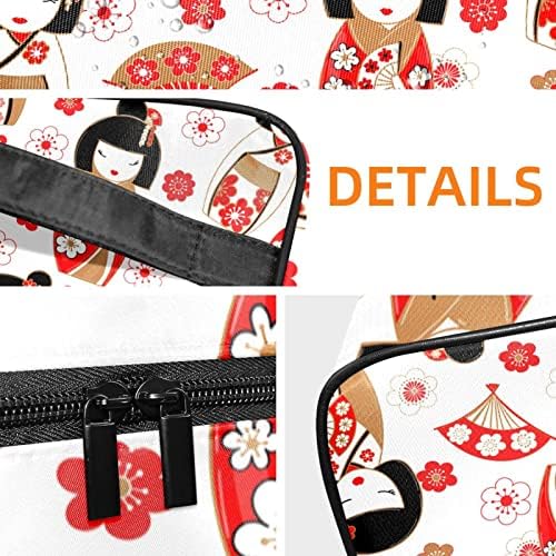 ECMRad prijenosne vrećice za šminku Japanske lutke Ventilator Print Veliki kapacitet sa patentnim zatvaračem
