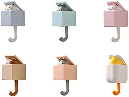 6pcs Slatki ljepljivi kaputi Kreativni crtani životinjski mačji u obliku kuka za ručnik na zid montirano