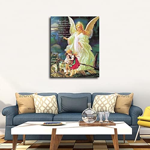Anđeo čuvar Božiji pjesma-djeca na mostu religiozni Poster slika na platnu religiozni inspirativni