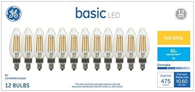 Ge Basic 12-Pack 60 W ekvivalentne toplo bijele B10 LED ukrasne sijalice Vintage Candelabra sijalica