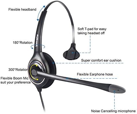 Voicejoy USB slušalice za poništavanje buke sa brzim isključivanjem,podesivim mikrofonom, Mute