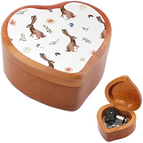 Woodland Bunny Clockwork Music Box Vintage Drveni glazbeni box igračke za glazbe na poklonima