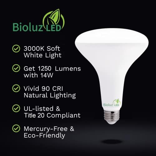 Bioluz LED 4 paketa BR40 LED sijalica 3000K meka Bijela 90 CRI Prigušiva ul-lista CEC Title
