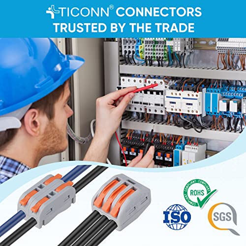 Ticonn 100 kom komplet žičanih konektora za polugu za 24-12 AWG za čvrste i nasukane žice, kompaktne vatrootporne