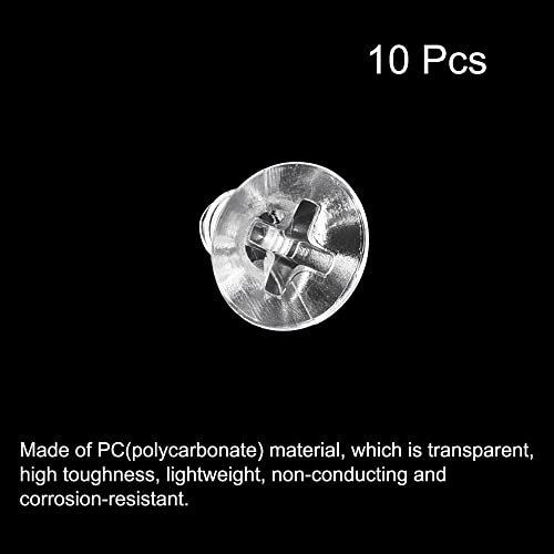 Uxcell M5 x 30 mm plastični Phillips vijci, PC ravni vijci za glavu Prozirni 10pcs