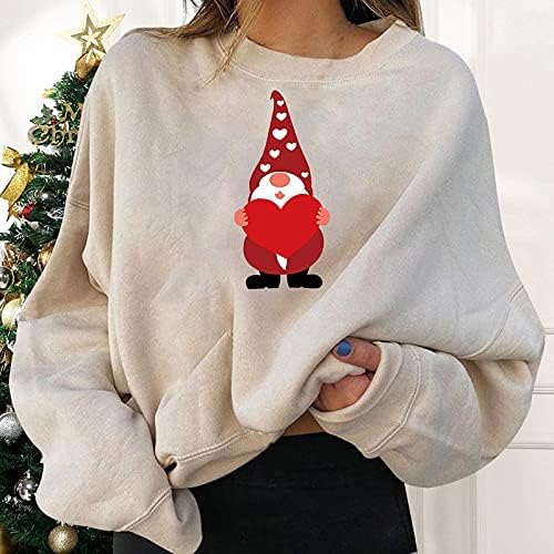 Humorand seksi slatki džemper za valentine za žene slovo patuljaka Print Okrugli vrat Preveliki Trendy