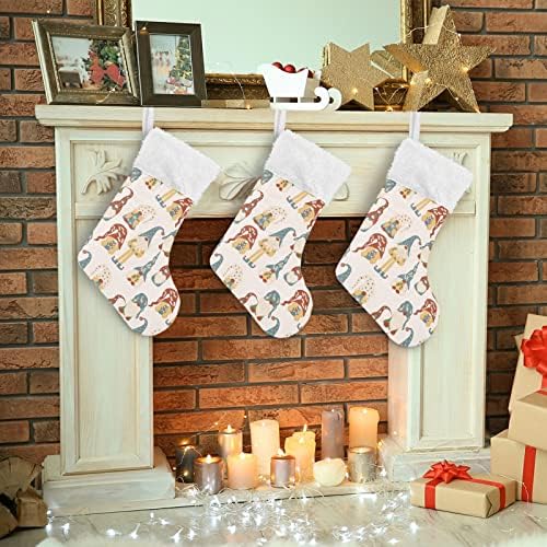 Alaza Božićne čarape Šareni gnomi klasični personalizirani veliki ukrasi za čarape za obiteljski odmor za odmor
