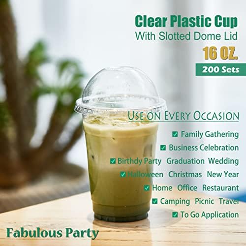 [200 ozljeda - 16 oz Jasne plastične čaše sa poklopcima za kućne ljubimce Clear Clear Cups sa poklopcima,